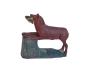 Preview: Antike Grulicher Krippenfigur / Hund mit Vogel um 1900