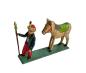 Preview: Grulicher Krippenfigur / Orientalischer Krieger mit Pferd (7 cm)