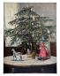 Preview: Antikes Gemälde Weihnachten / Christbaum mit Spielsachen um 1915