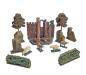 Preview: Antike Grulicher Krippendekoration, Ruine, 5 Schafe, Holz um 1900