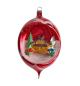 Preview: Antique Christmas tree decoration, indent diorama ball with hunter`s house around 1950