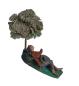 Preview: Antike Grulicher Krippenfigur / Schlafender Hirte unter Baum, um 1900 (10 cm)