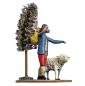 Preview: Antike Grulicher Krippenfigur Hirte mit Schaf und Luffa Baum um 1900 (10 cm)