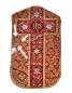 Preview: Weinrote Kasel, Ornat, Messgewand, Vestment, Pluviale um 1900