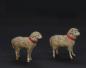 Preview: 2 tiny German sheep, putz wooly, wood legs, compo body ~ 1920