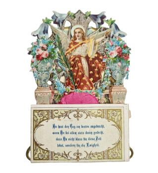Preview: Klappkarte 3D / Kulissenkarte mit Engel um 1900/1910