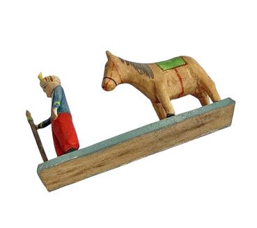 Grulicher Krippenfigur "Pferd mit Reiter" (5 cm)