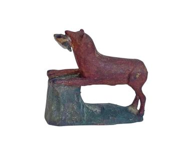 Preview: Antique grulich crib figurine, dog with bird, around 1900