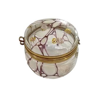 Preview: Deckeldose / Schmuckdose aus Glas, emailliert, Jugendstil