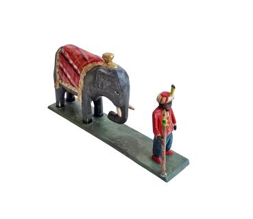 Preview: Grulicher Krippenfigur "Elefant mit Treiber" (5 cm)