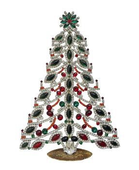 Bunter glitzernder Christbaum aus Strass Steinen - Gablonz, 30 cm