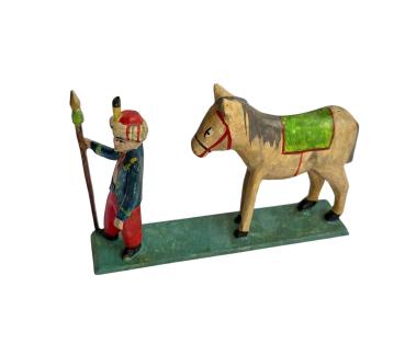 Grulicher Krippenfigur / Orientalischer Krieger mit Pferd (7 cm)