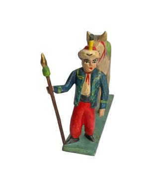 Grulicher Krippenfigur / Orientalischer Krieger mit Pferd (7 cm)