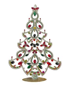 Bunter glitzernder Christbaum aus Strass Steinen - Gablonz, 32 cm