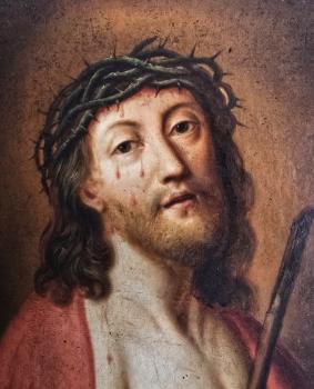 Ecce Homo, Jesus, Oil on Cardboard, 19th century