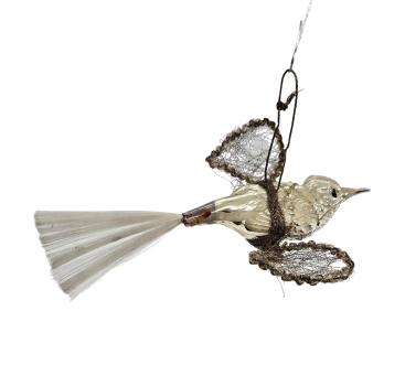 Antique Christmas tree ornament, bird with wire wings around 1920