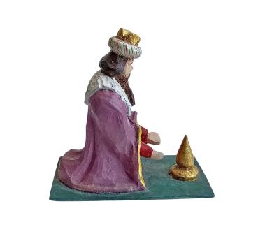 Preview: Antike Grulicher Krippenfigur / Hl. König Melchior um 1920 (10 cm)