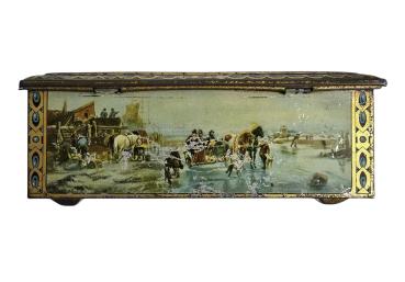 Antique tin box / Christmas motif
