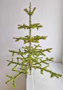 Antique goose feather tree / feather tree with old christmas tree decorations, 128 cm