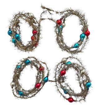 4 Tinsel Garlands with glass Beads, ca. 530 cm, 20s