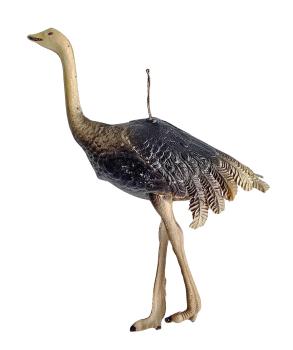 Antiker Christbaumschmuck / Dresdner Pappe Vogel Strauß um 1900