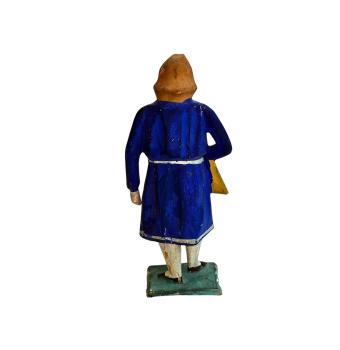 Antike Grulicher Krippenfigur / Gabenbringer mit Tasche um 1900 (10 cm)