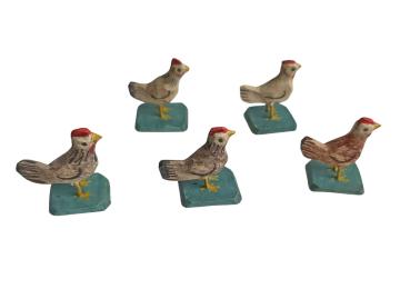 Flock of 5  Chickens, wood