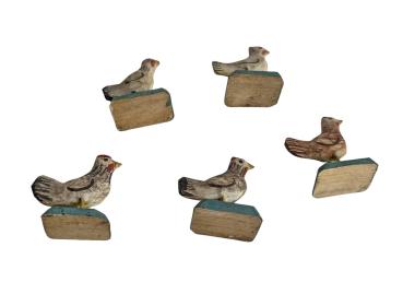 Flock of 5  Chickens, wood