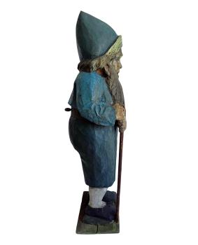 Garden gnome / Dwarf, carved wood, 19th century