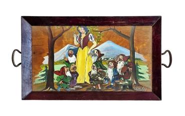 Snow White and the Seven Dwarfs, tray, hand-painted