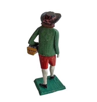 Preview: Antique grulich crib figurine, Gift bringer with basket, around 1900 (10 cm)