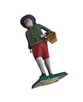 Preview: Antique grulich crib figurine, Gift bringer with basket, around 1900 (10 cm)