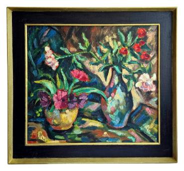 Gemälde Stillleben mit Blumen, dat. 1972