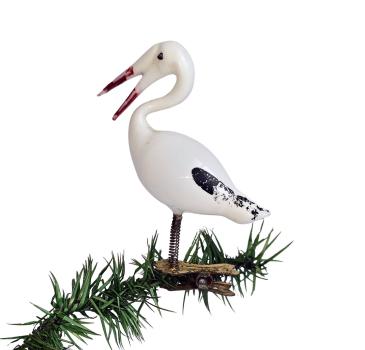 Storch aus Milchglas auf Zwicker um 1920