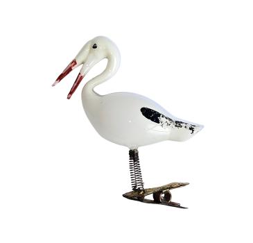 Storch aus Milchglas auf Zwicker um 1920
