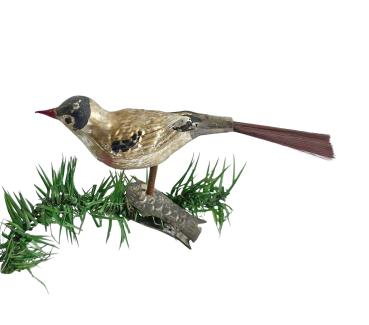 Glasornament,  Vogel auf Zwicker, ~ 1920