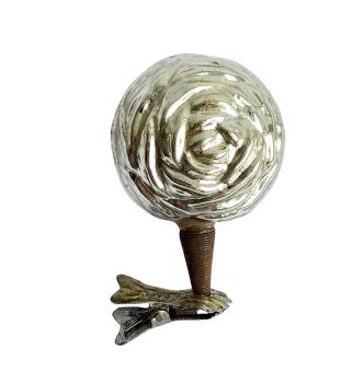 Antiker Christbaumschmuck um 1930, Rose auf Zwicker
