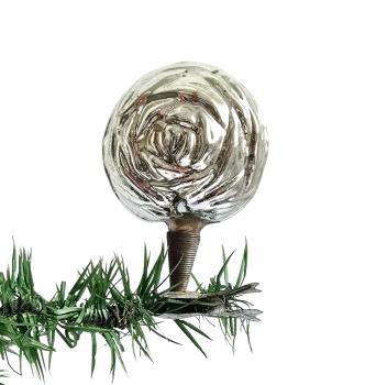 Antiker Christbaumschmuck um 1930, Rose auf Zwicker