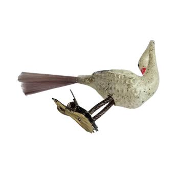 Alter Christbaumschmuck, Glasornament,  Storch auf Zwicker, ~ 1930