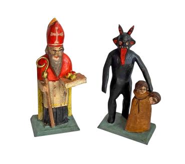 Grulich crib figurine, Devil / Krampus and Santa (7 cm)