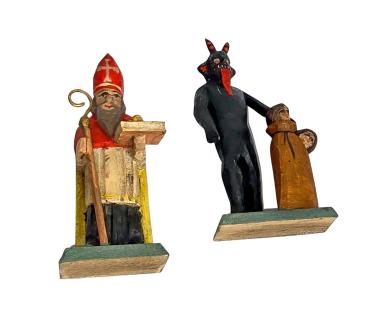 Grulich crib figurine, Devil / Krampus and Santa (7 cm)