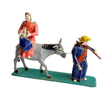 Antike Grulicher Krippenfigur / Flucht nach Ägypten um 1900/1920  (10 m)