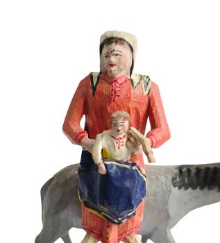 Antique grulich crib figurine, The flight into Egypt, around 1900/1920  (10 cm)