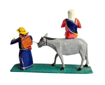 Antique grulich crib figurine, The flight into Egypt, around 1900/1920  (10 cm)