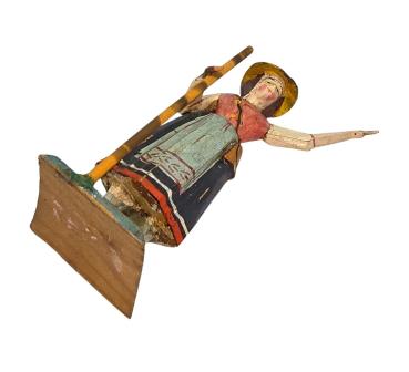 Antike Grulicher Krippenfigur / Hirtin, um 1900  (10 cm)