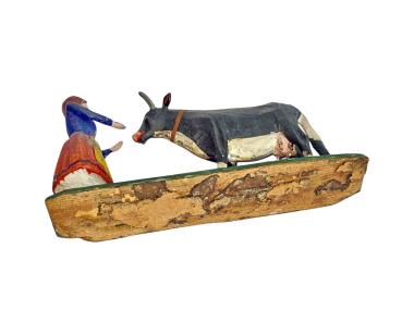 Antique grulich crib figurine, farmer with cow, around  1880 /1900  (10 cm)
