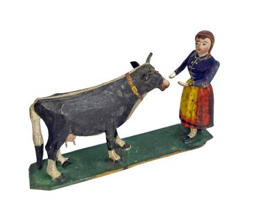 Antique grulich crib figurine, farmer with cow, around  1880 /1900  (10 cm)