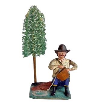 Antique grulich crib figurine, Basket maker around 1900 (10 cm)