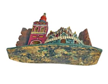 Antique Grulich nativity crib building, around 1900