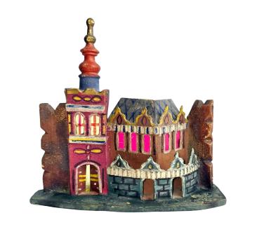 Antique Grulich nativity crib building, around 1900